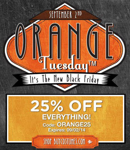 Save 25% on Halloween Costumes with BuyCostumes Orange Tuesday Event! {Ends 9/2}